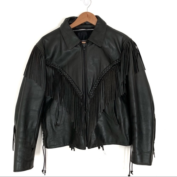 Vintage fringed leather motorcycle jacket - Picture 3 of 8